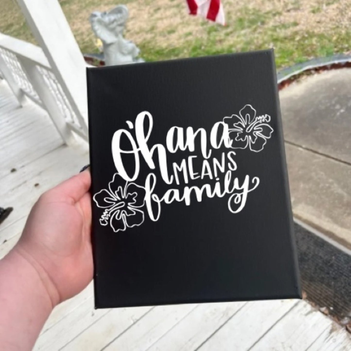 Ohana Means Family Black Canvas Wall Art