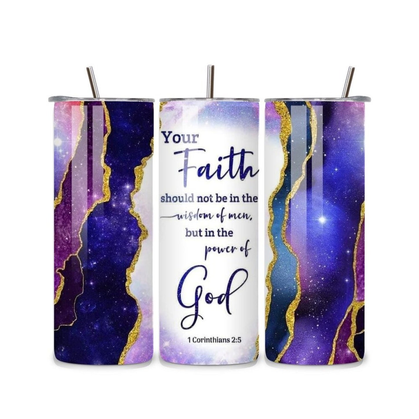 Purple Faith Geode 20oz Stainless Steel Tumbler
