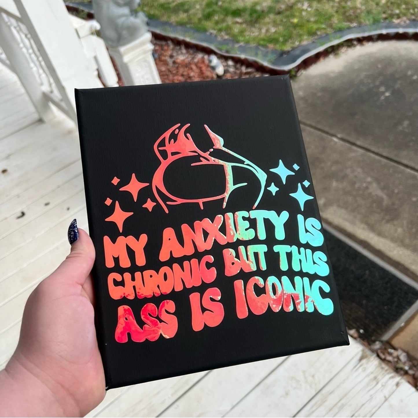 Chronic Anxiety Black Canvas Wall Art
