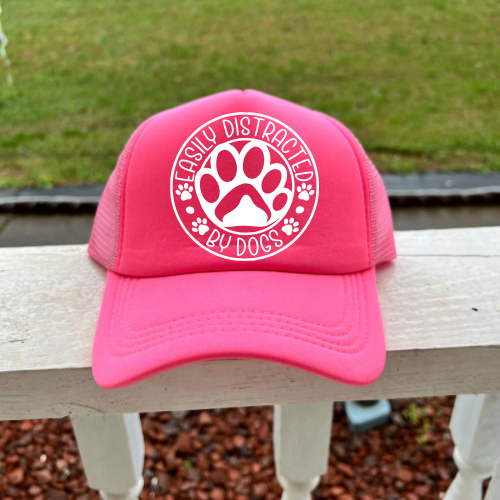 Easily Distracted By Dogs Hot Pink Women’s Trucker Hat