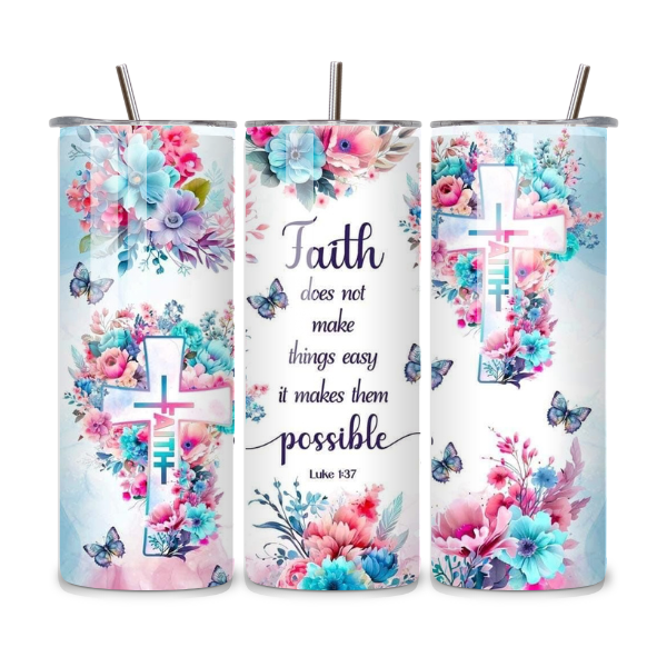 Faith Butterfly Floral 20oz Stainless Steel Tumbler
