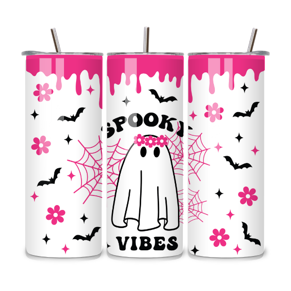 Spooky Season Pink Drip 20oz Stainless Steel Tumbler