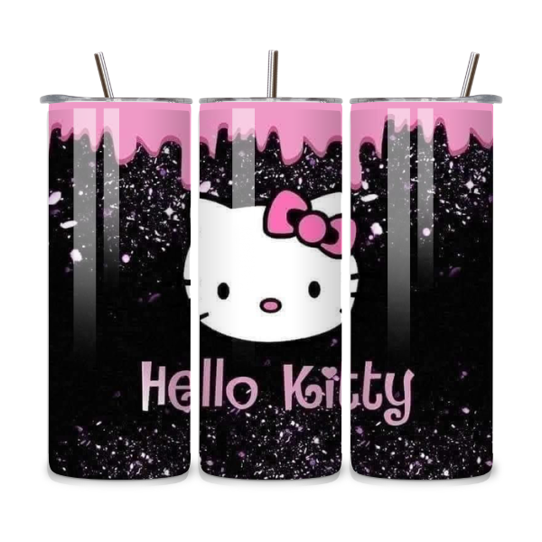 Hello Kitty Black and Pink Drip 20oz Stainless Steel Tumbler