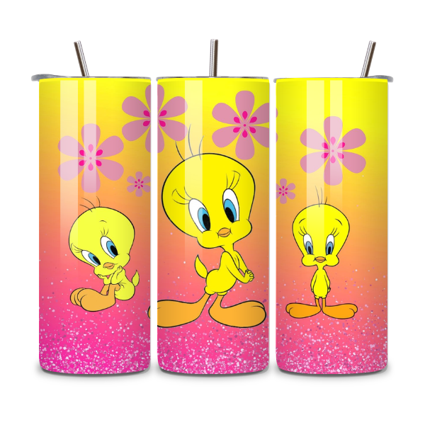 Tweety Bird 20 oz Skinny Tumbler | Cartoon Character Tumbler | Sublimated Stainless Steel Travel Cup