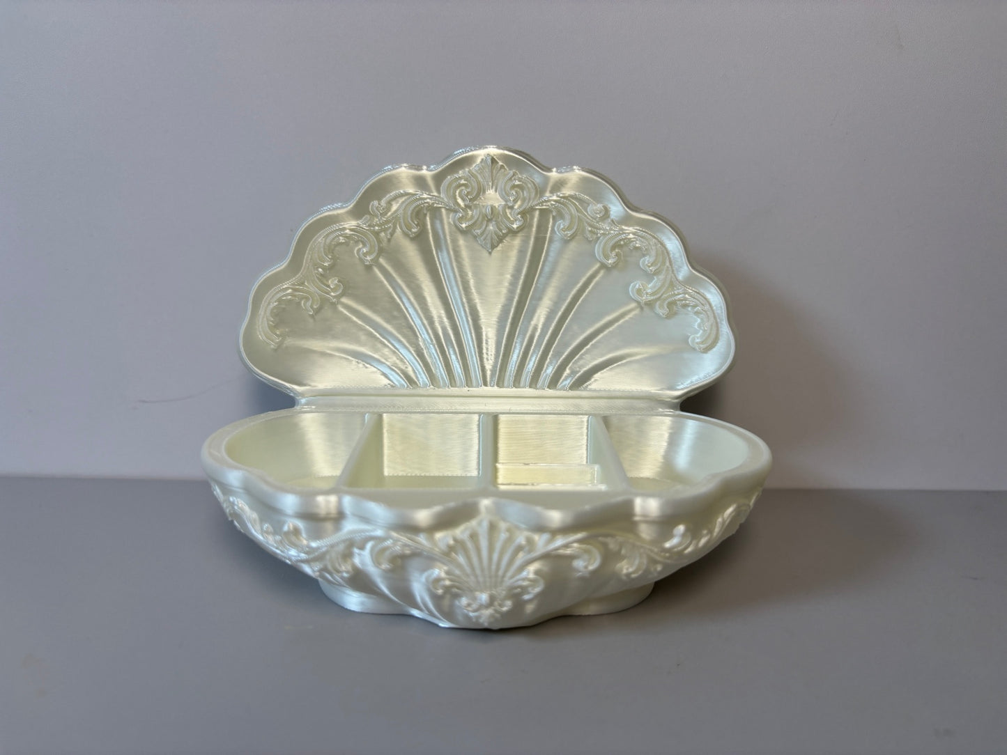 Pearlescent Seashell Jewelry Box | Coastal Trinket Organizer