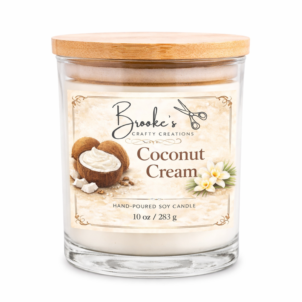 Coconut Cream Soy Candle | 10oz Hand-Poured | Sweet Creamy Coconut Scent | Bamboo Lid