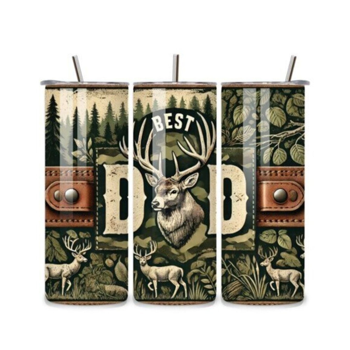 Best Dad Deer 20oz Stainless Steel Tumbler
