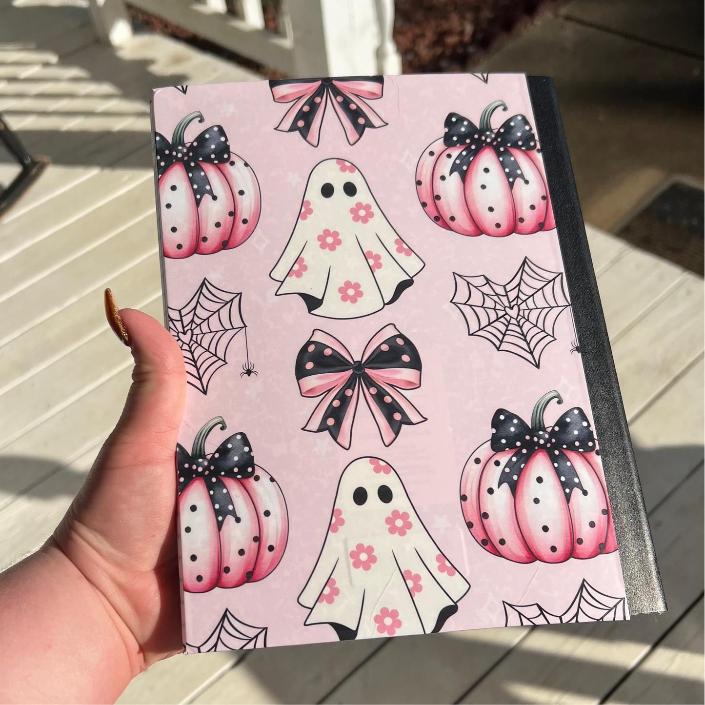 Handmade Pink Croquette Halloween Composition Notebook