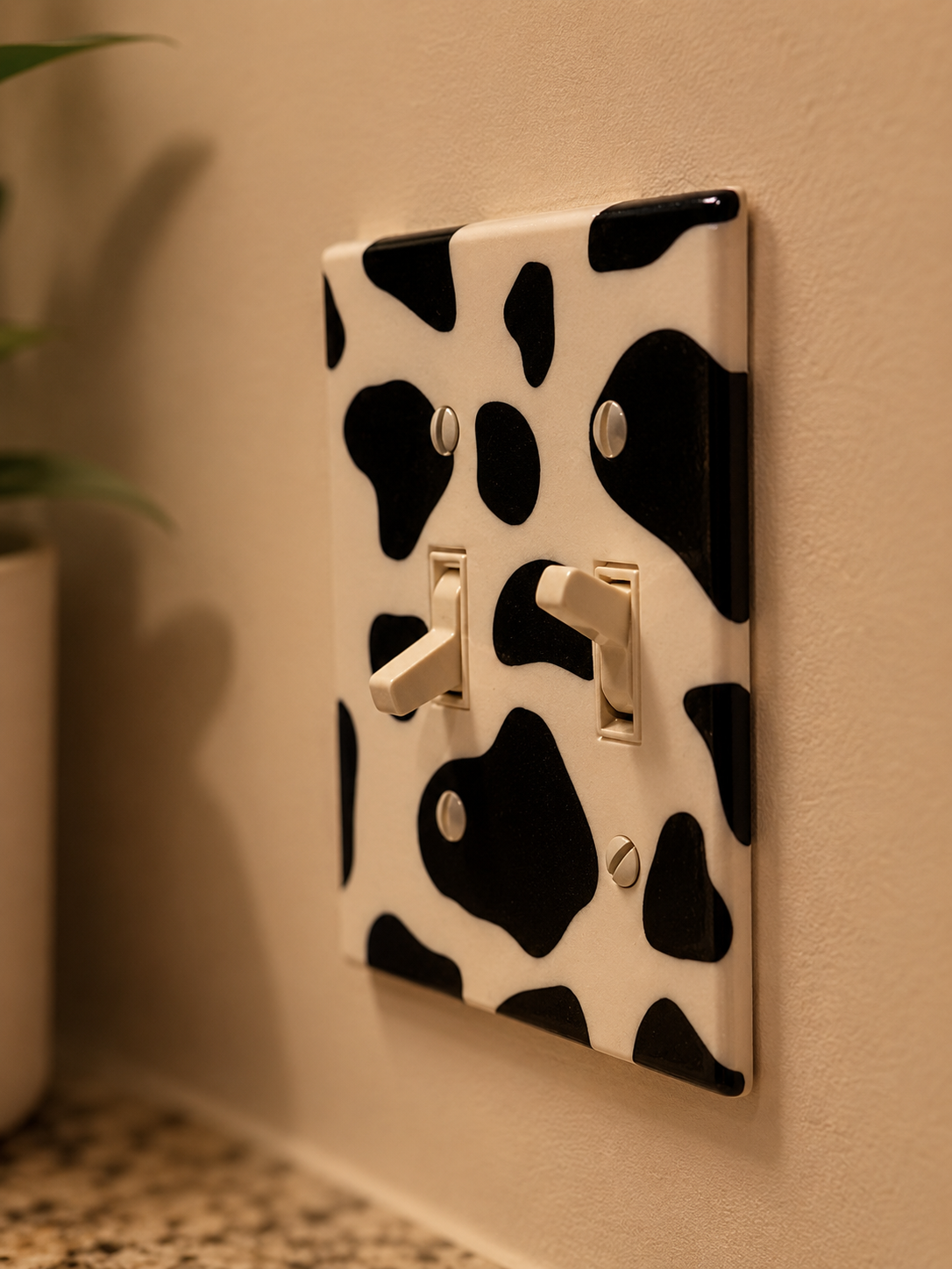Cow Print Double Light Switch Cover | Western Room Decor | Farmhouse Wall Plate