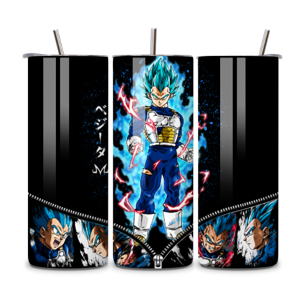 Vegeta Blue Aura 20oz Skinny Tumbler | Dragon Ball Z Stainless Steel Travel Cup