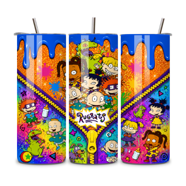 Rugrats 20oz Skinny Tumbler with Zipper Design | Double Wall Stainless Steel