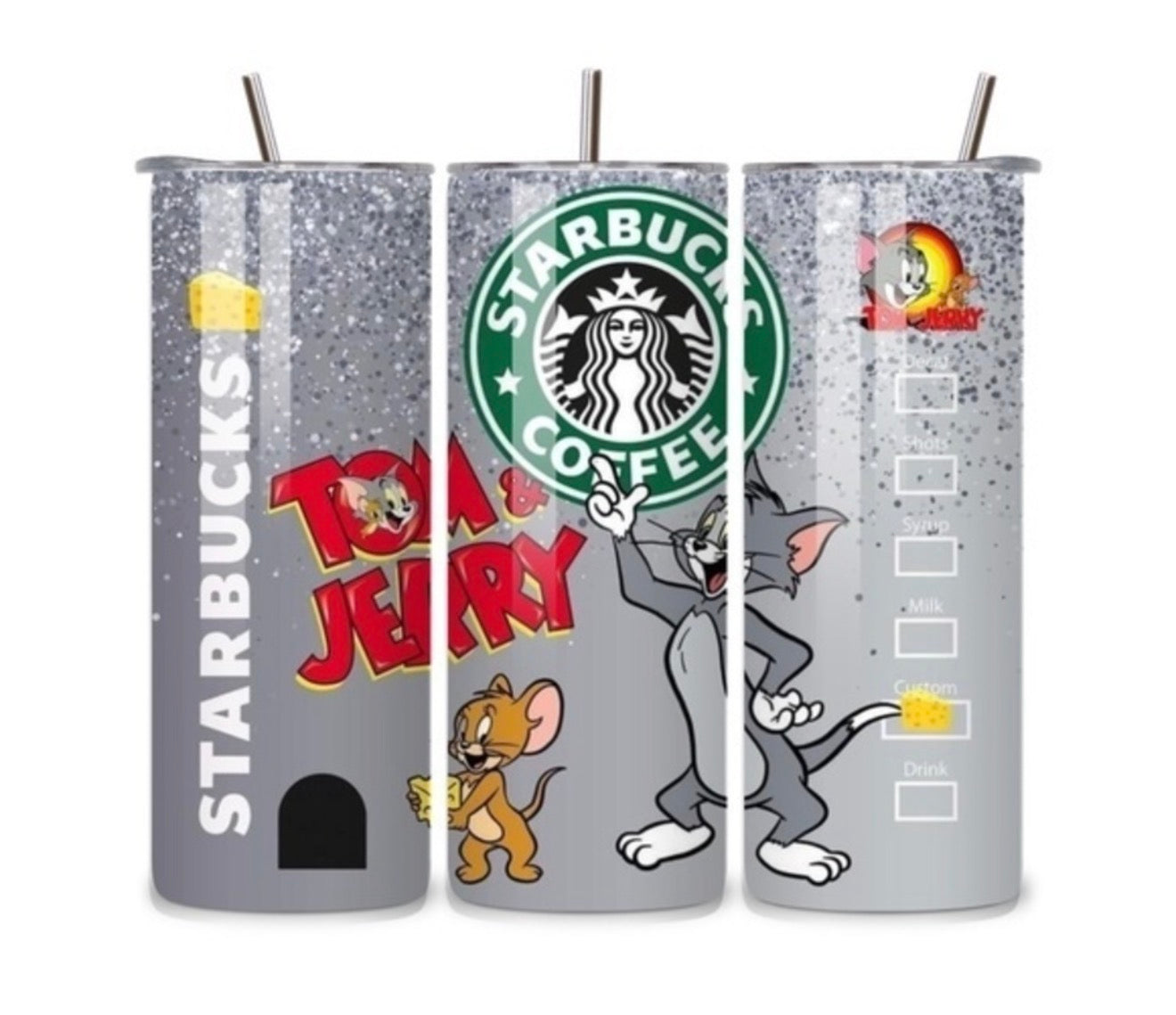 Tom & Jerry Starbucks Style 20oz Skinny Tumbler | Stainless Steel Coffee Cup