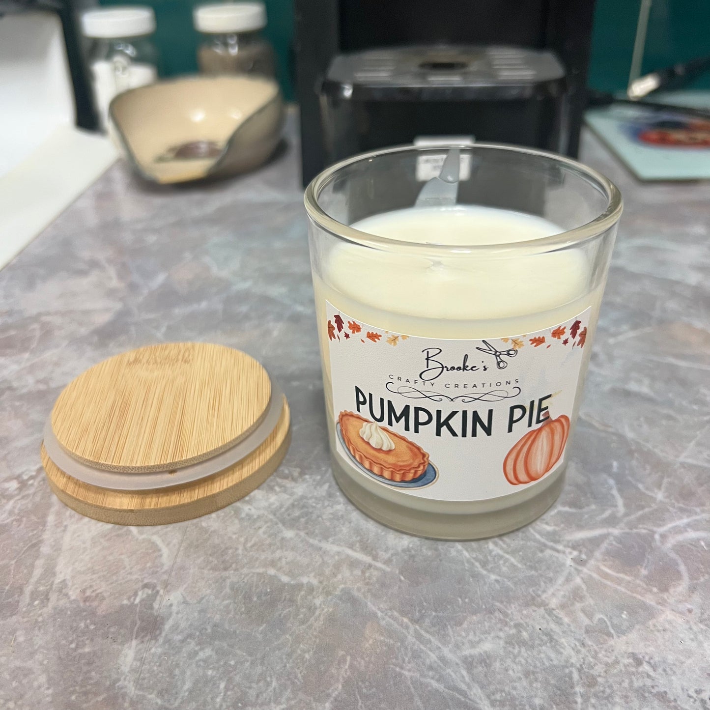 Pumpkin Pie Soy Candle | 10oz Hand-Poured | Fall Bakery Scent | Bamboo Lid