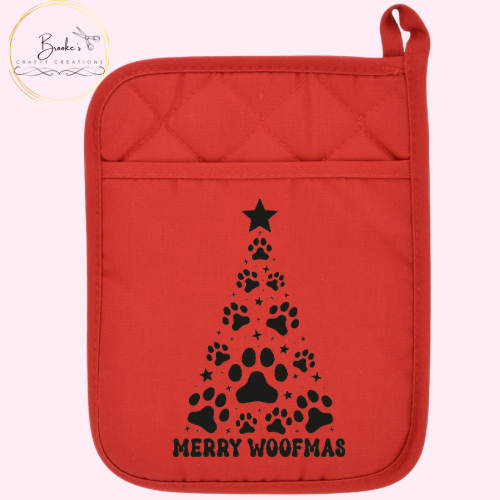 Merry Woofmas Red Pot Holder Mitt