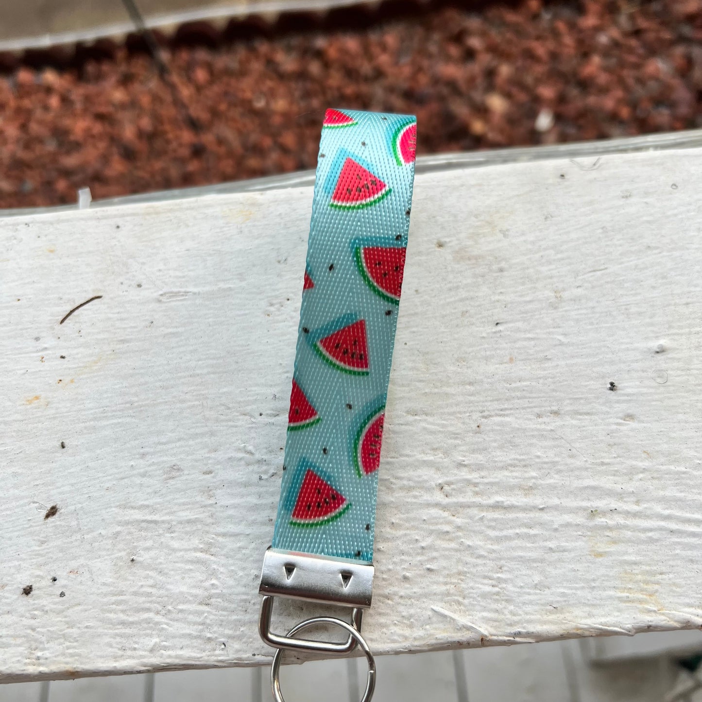 Handmade Blue Watermelon Keychain Wristlet