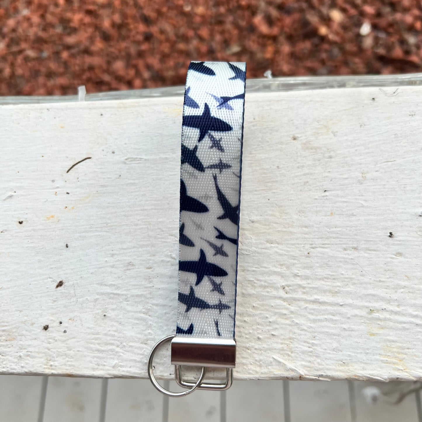 Handmade Shark Infested Blue Keychain Wristlet