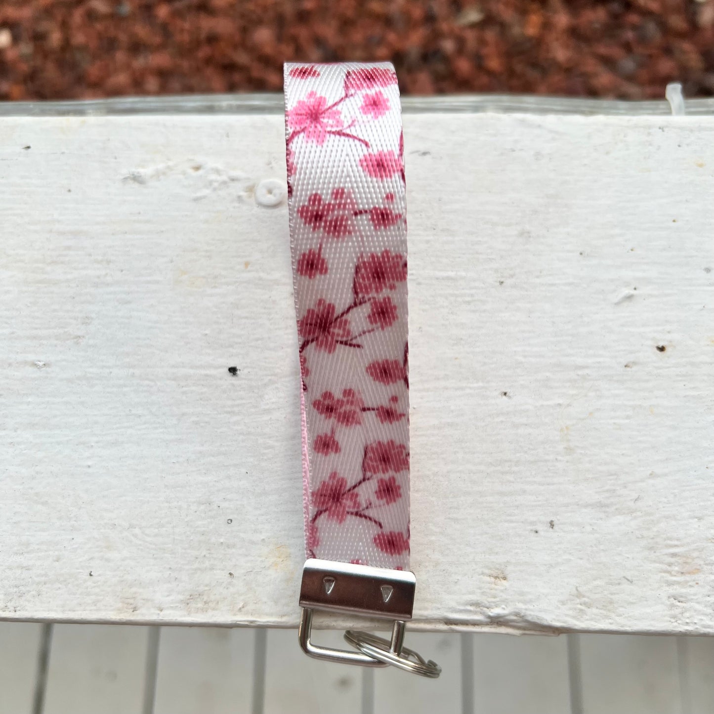 Handmade Pink Cherry Blossom Keychain Wristlet