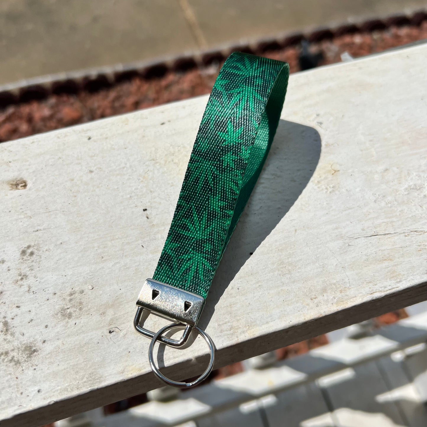 Handmade Green Weed Keychain Wristlet