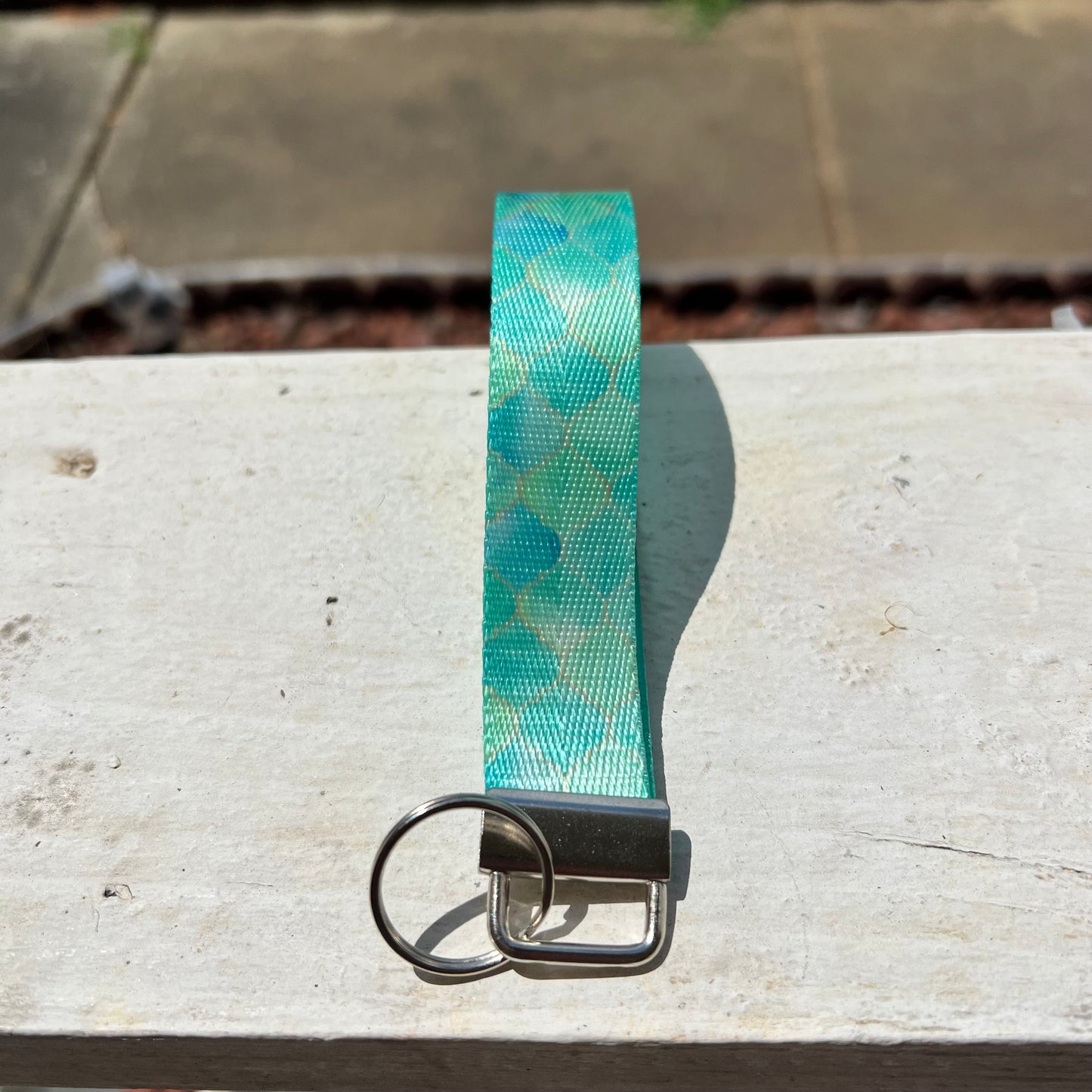 Handmade Aqua Mermaid Tail Keychain Wristlet
