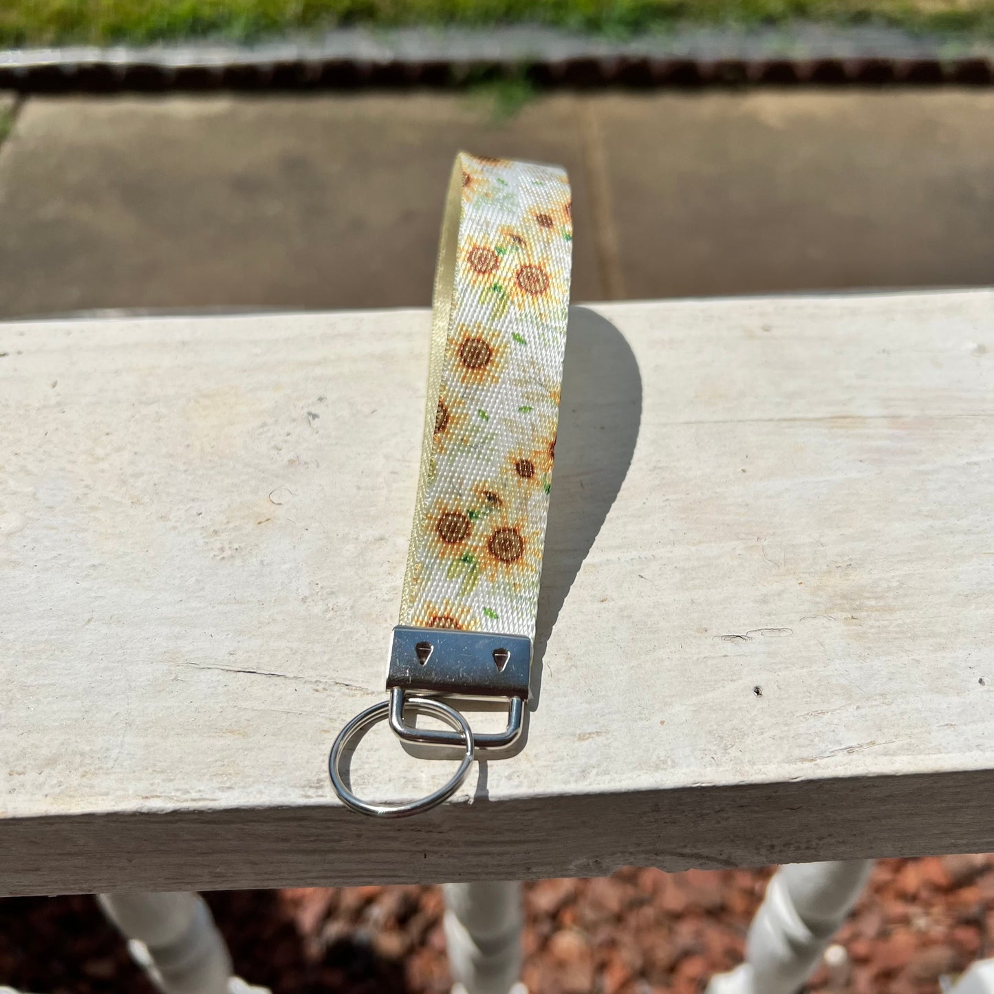 Handmade Yellow Sunflower Keychain Wristlet