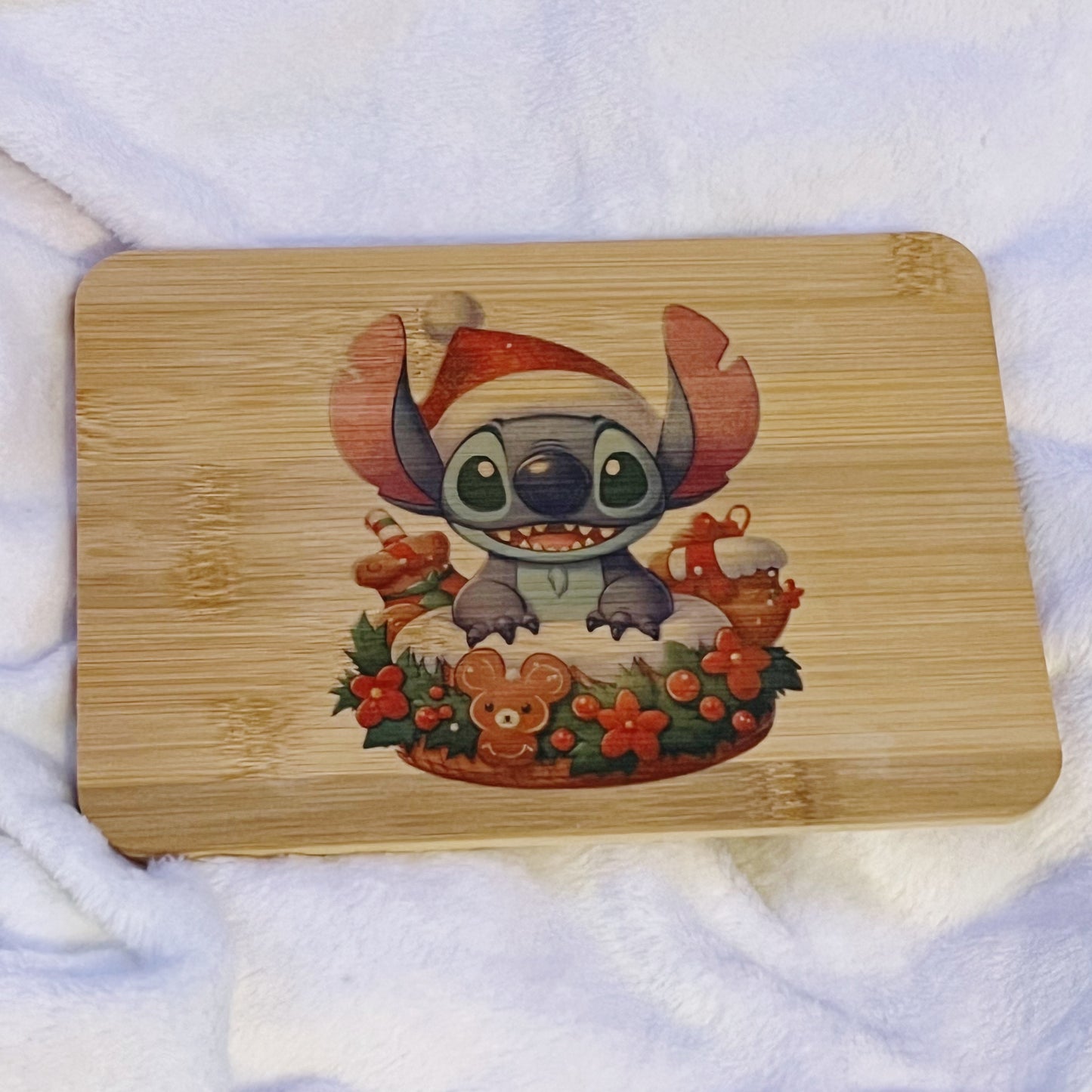 Stitch Christmas Bamboo Cutting Board