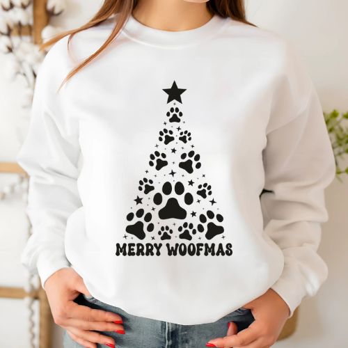 Merry Woofmas White Sweatshirt