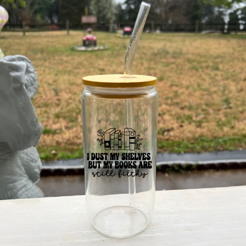 Filthy Books 16oz Glass Cup