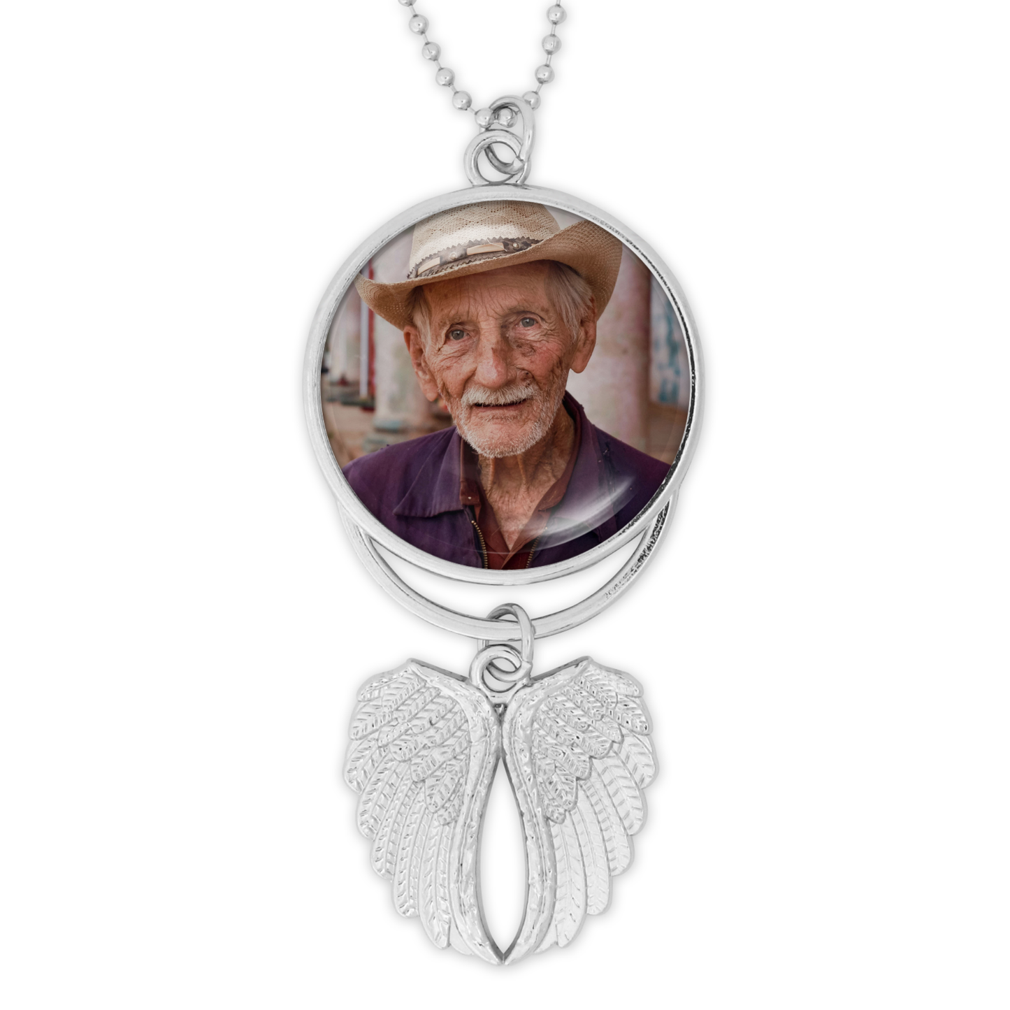 Custom Memorial Photo Car Ornament with Angel Wings | Personalized Keepsake Gift