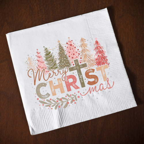 Merry CHRISTmas White Napkins - 30 pcs