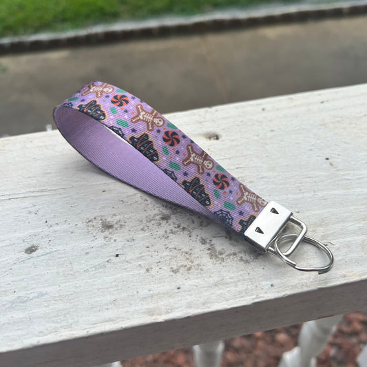 Halloween Spooky Cookie Nylon Wristlet Keychain – Handmade Double-Sided Key Fob