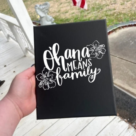 Ohana Means Family Black Canvas Wall Art