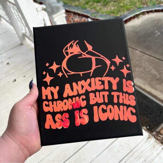 Chronic Anxiety Black Canvas Wall Art