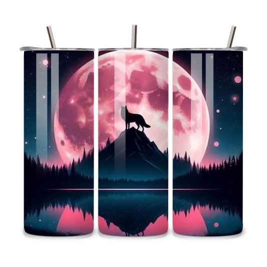 Pink Moon Wolf 20oz Stainless Steel Tumbler