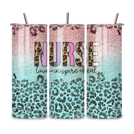 Nurse Leopard Print 20oz Stainless Steel Tumbler
