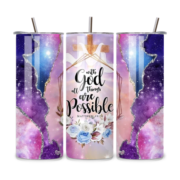 With God All Things Are Possible Faith 20oz Stainless Steel Tumbler
