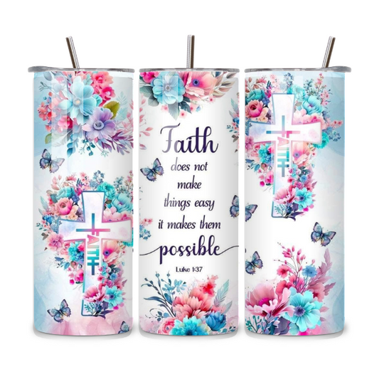Faith Butterfly Floral 20oz Stainless Steel Tumbler