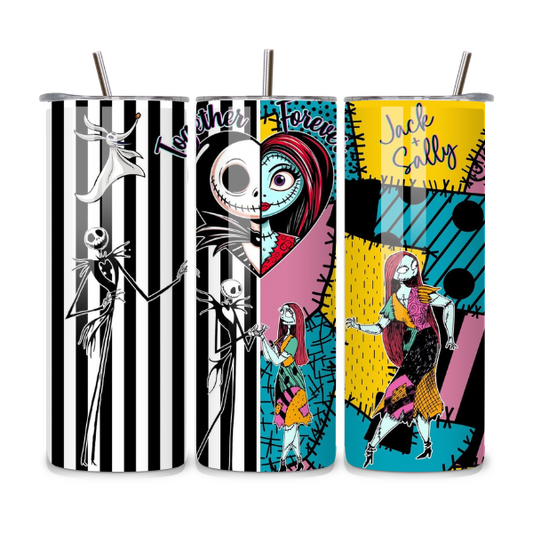 Nightmare Before Christmas Jack and Sally 20oz Stainless Steel Tumbler