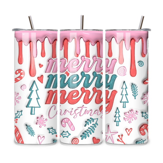 Merry Christmas Drip 20oz Stainless Steel Tumbler