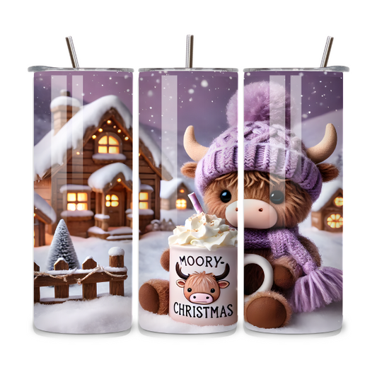Christmas Highland Cow 20oz Stainless Steel Tumbler