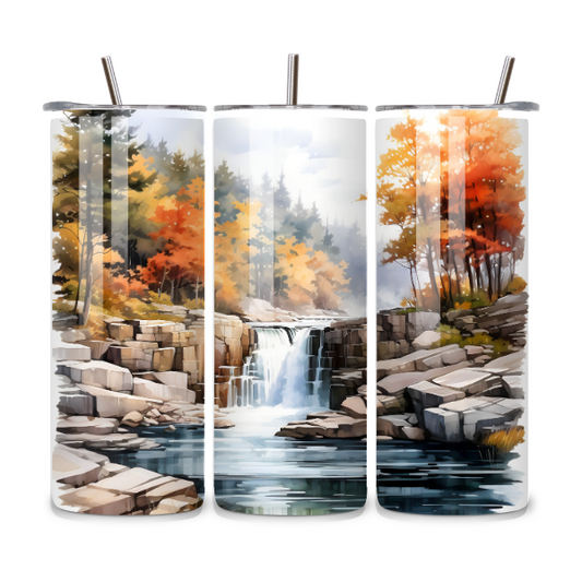 Fall Autumn Waterfall 20oz Stainless Steel Tumbler