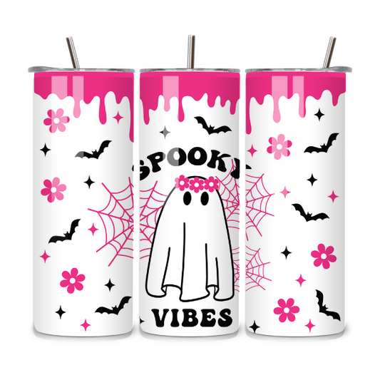 Spooky Season Pink Drip 20oz Stainless Steel Tumbler