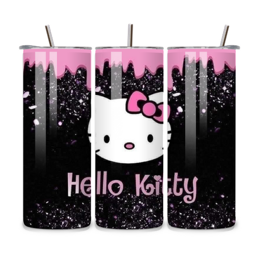 Hello Kitty Black and Pink Drip 20oz Stainless Steel Tumbler