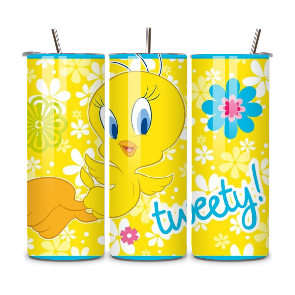 Tweety Bird 20 oz Skinny Tumbler | Cartoon Character Tumbler | Sublimated Stainless Steel Travel Cup