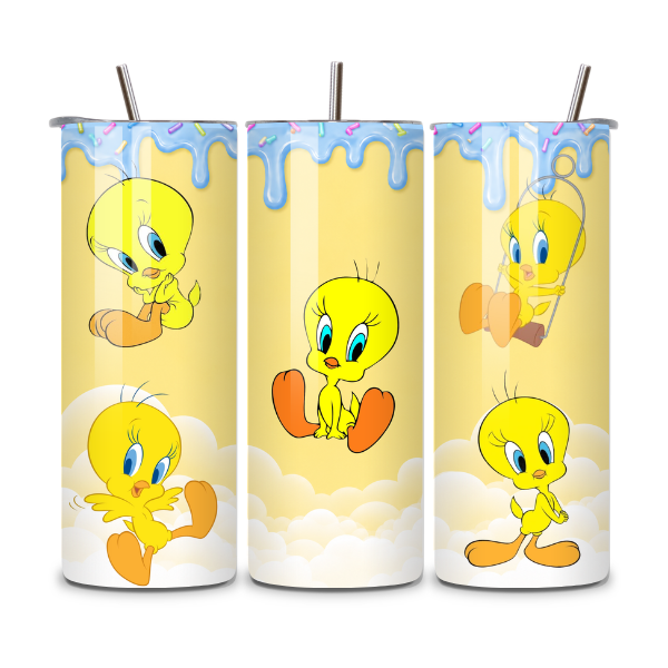 Tweety Bird 20 oz Skinny Tumbler | Cartoon Character Tumbler | Sublimated Stainless Steel Travel Cup