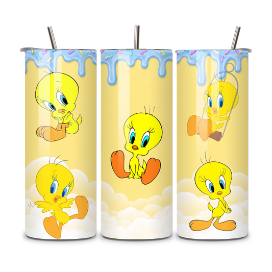 Tweety Bird 20 oz Skinny Tumbler | Cartoon Character Tumbler | Sublimated Stainless Steel Travel Cup