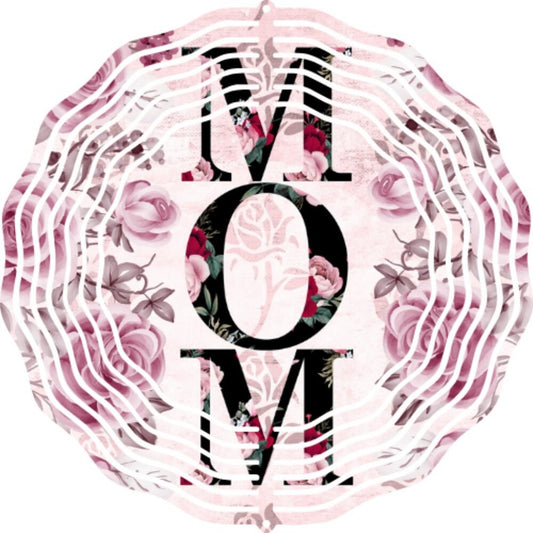 Handmade Mom Pink Floral 10" Wind Spinner