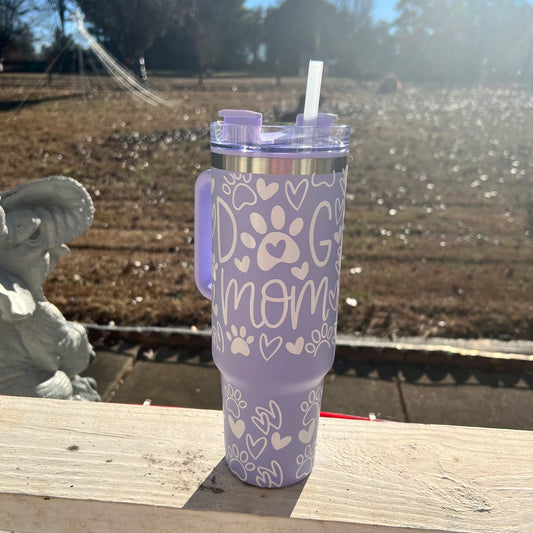 Dog Mom Light Purple 40oz Stainless Steel Tumbler