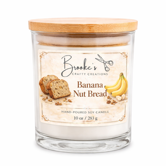 Banana Nut Bread Soy Candle | 10oz Hand-Poured | Bakery Dessert Scent | Bamboo Lid