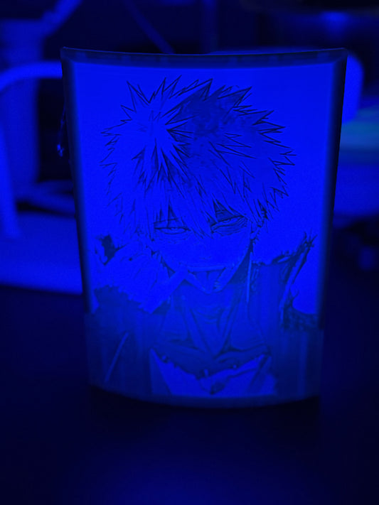 Title: Dabi Lithophane Backlight | My Hero Academia Anime Decor | 16 Color LED Remote Puck