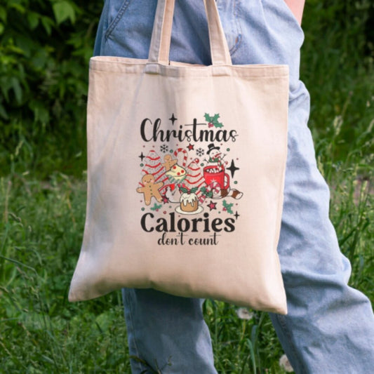 Christmas Calories Don't Count Holiday Cotton Tote Bag